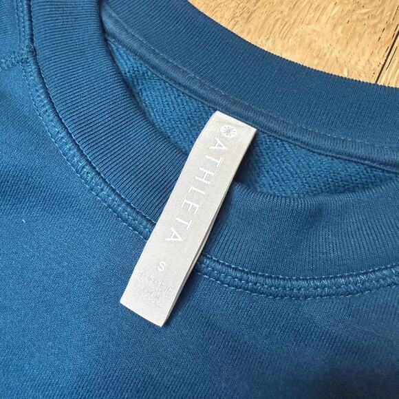 Athleta Blue Bounce Back Sweatshirt Dress w/Pockets Above The Knee SIZE SMALL - Picture 7 of 7